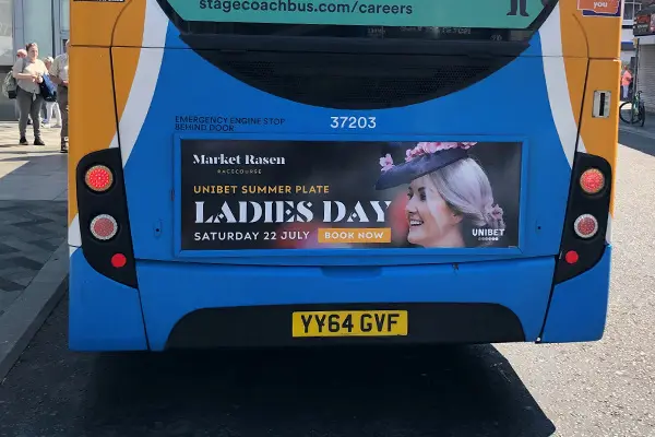 Bus rear advertising panel