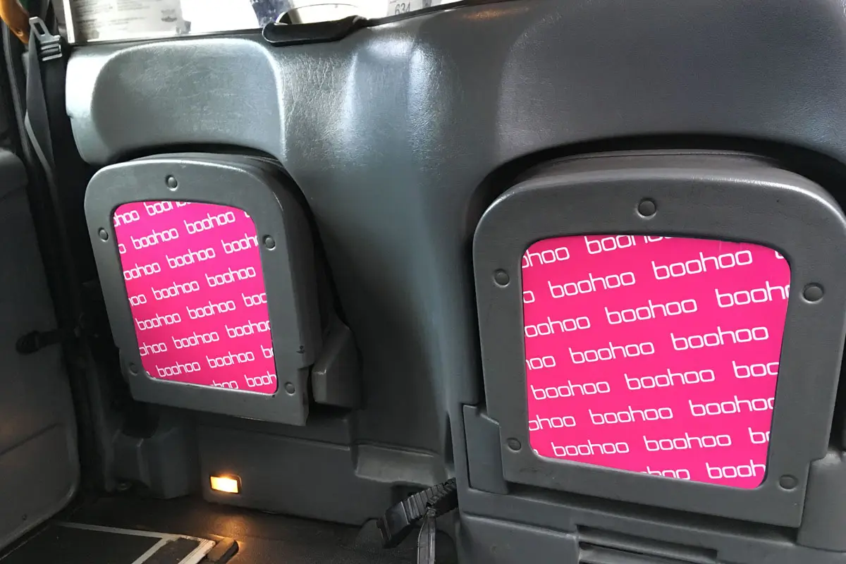 Taxi tipseat interior advertising screen