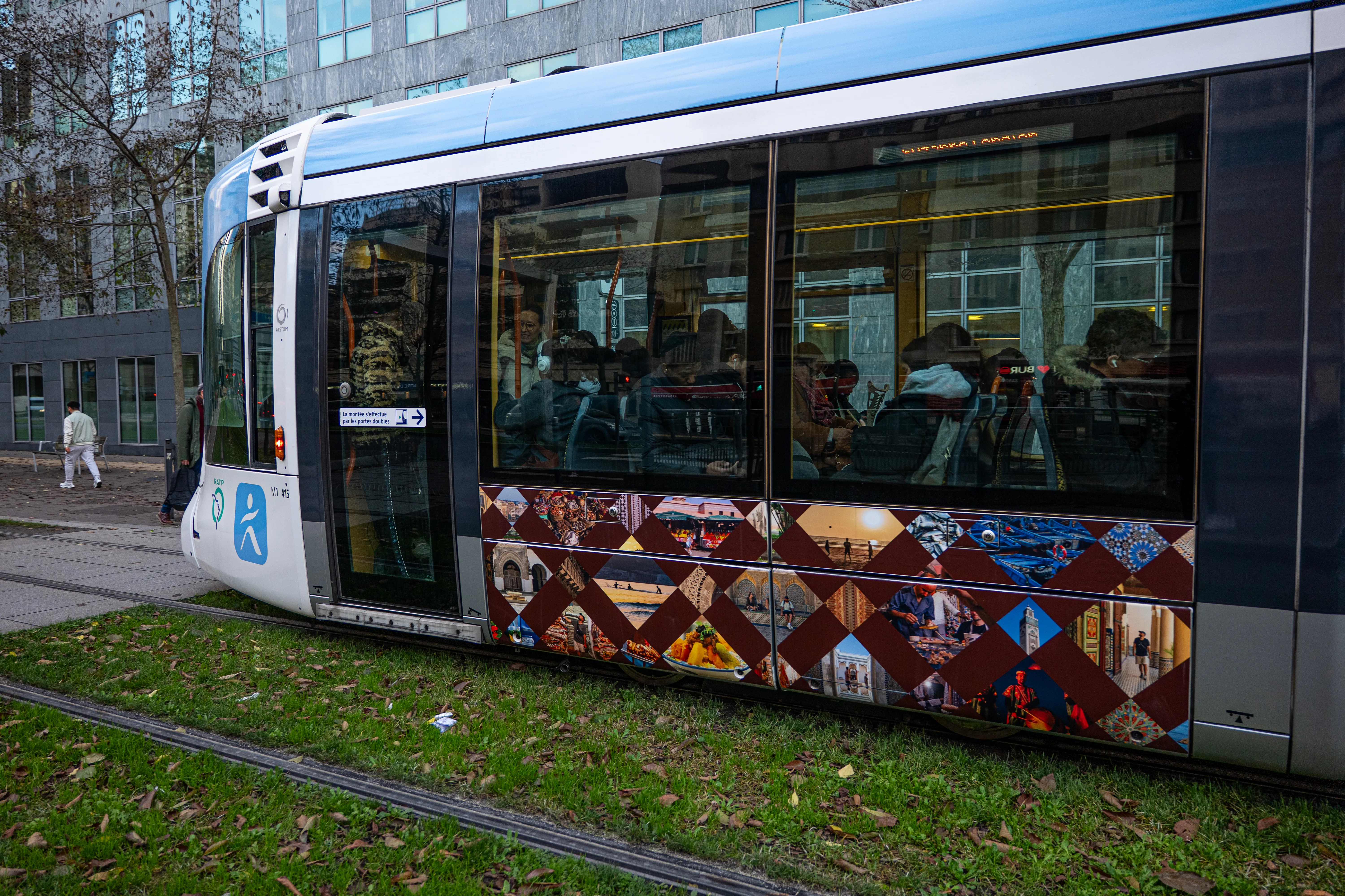 Morocco Tourism tram wrap detail on a Paris street