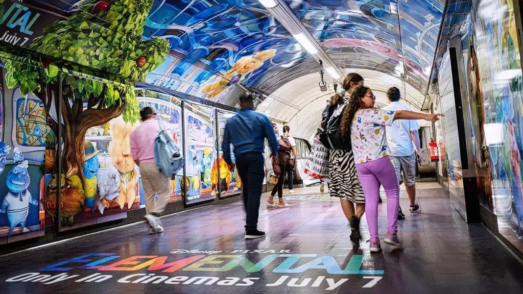 Full station domination wrap through an Underground pedestrian tunnel
